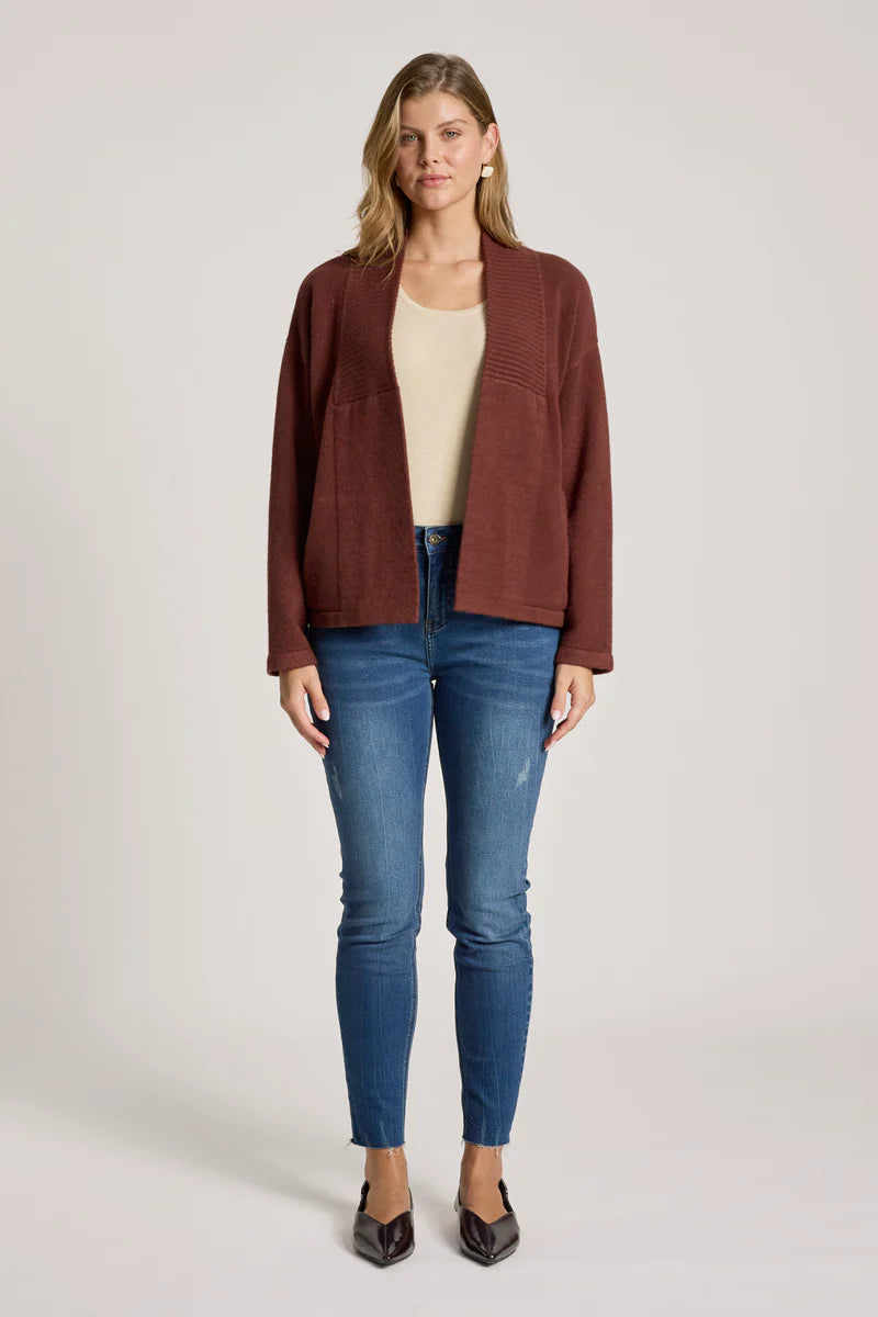 Eb & Ive Samira Crop Cardigan Mahogany