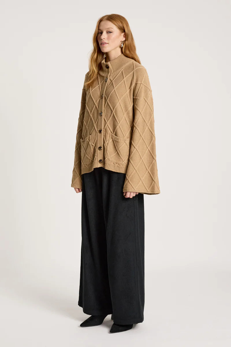 Eb & Ive Liora Crop Cardigan Mocha