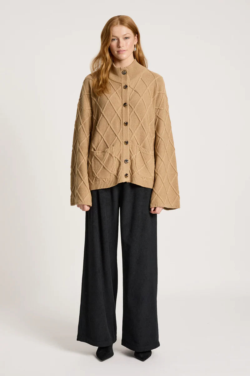 Eb & Ive Liora Crop Cardigan Mocha