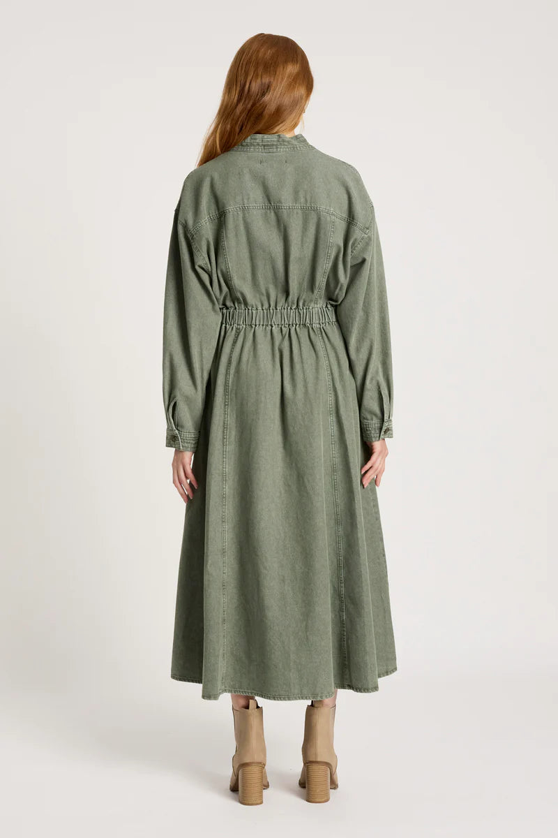 Eb & Ive Bodhi Denim Dress Olive