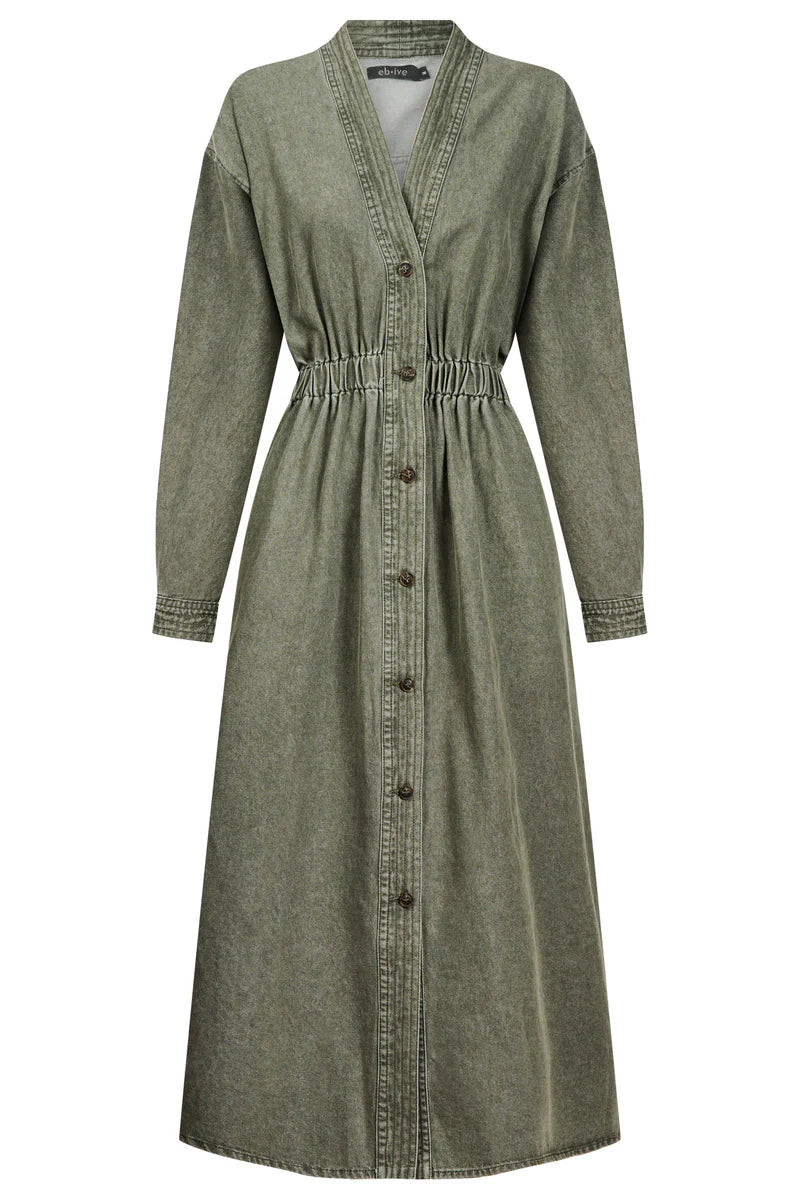 Eb & Ive Bodhi Denim Dress Olive