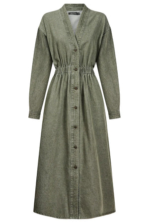 Eb & Ive Bodhi Denim Dress Olive