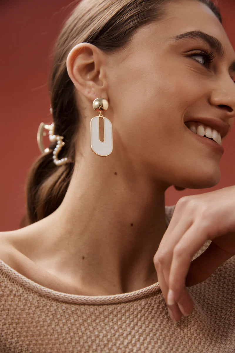Eb & Ive Amira Oval Earring White