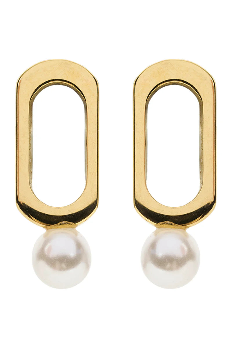 Eb & Ive Heritage Earring Oval Pearl