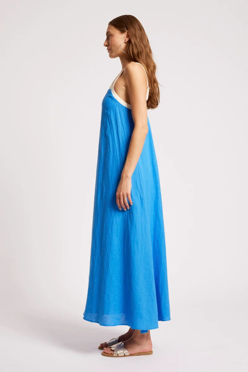 Eb & Ive Maris Splice Tank Maxi Dress Marine / White