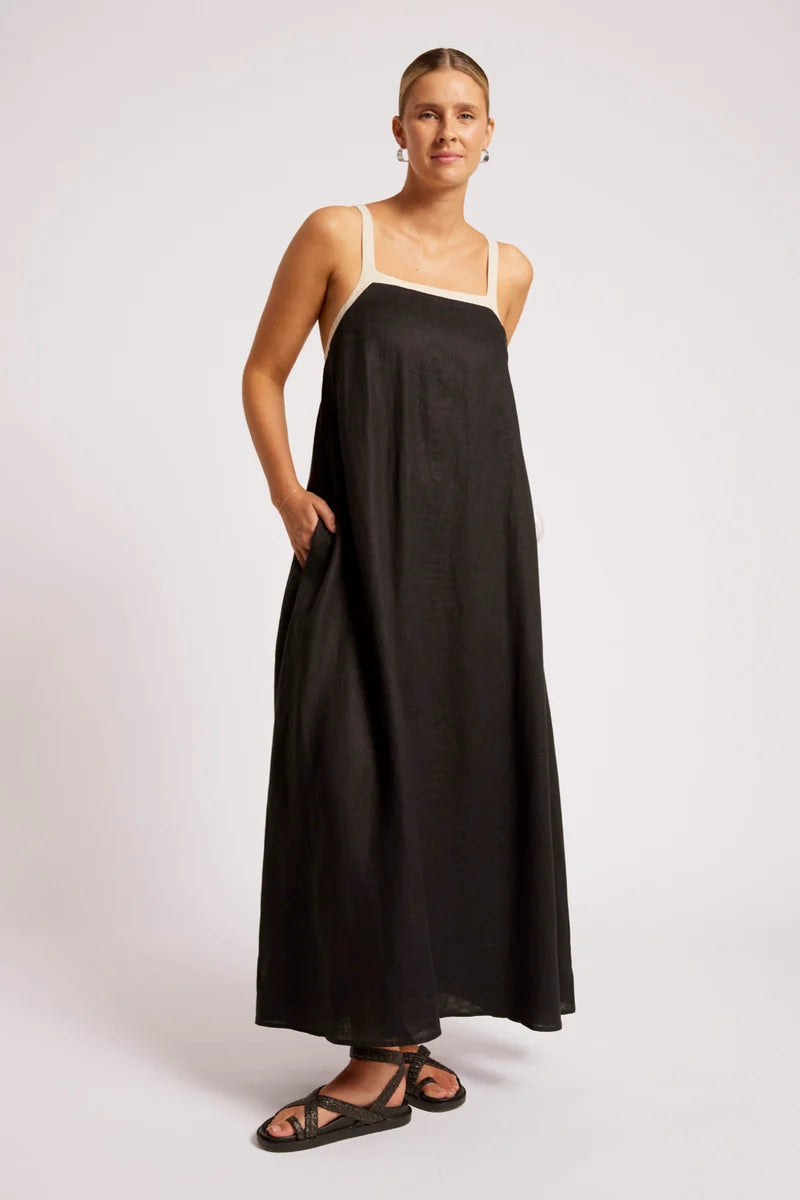 Eb & Ive Maris Splice Tank Maxi Dress Black / Tusk