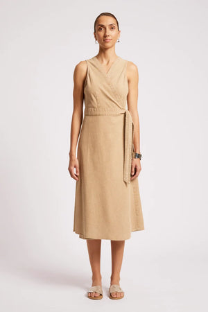 Eb & Ive Dusk Denim Wrap Dress Dune