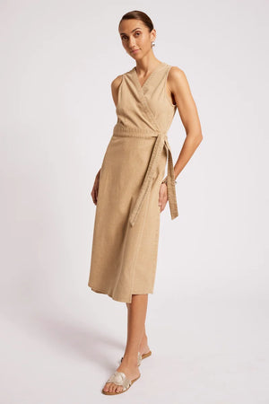 Eb & Ive Dusk Denim Wrap Dress Dune