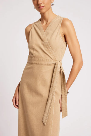 Eb & Ive Dusk Denim Wrap Dress Dune