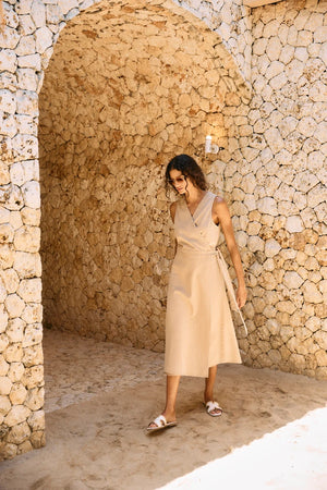 Eb & Ive Dusk Denim Wrap Dress Dune