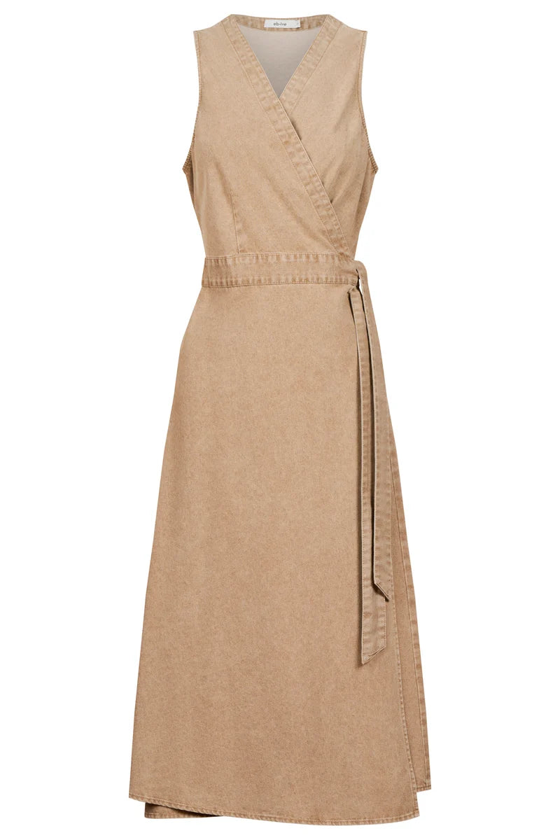Eb & Ive Dusk Denim Wrap Dress Dune