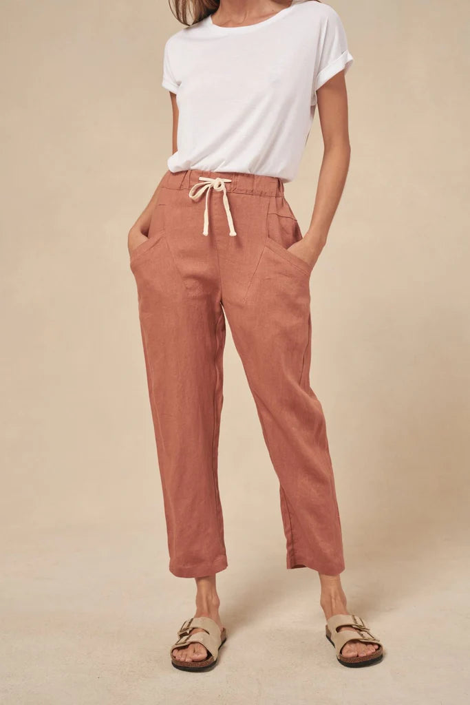 Little Lies Luxe Linen Pants Terracotta
