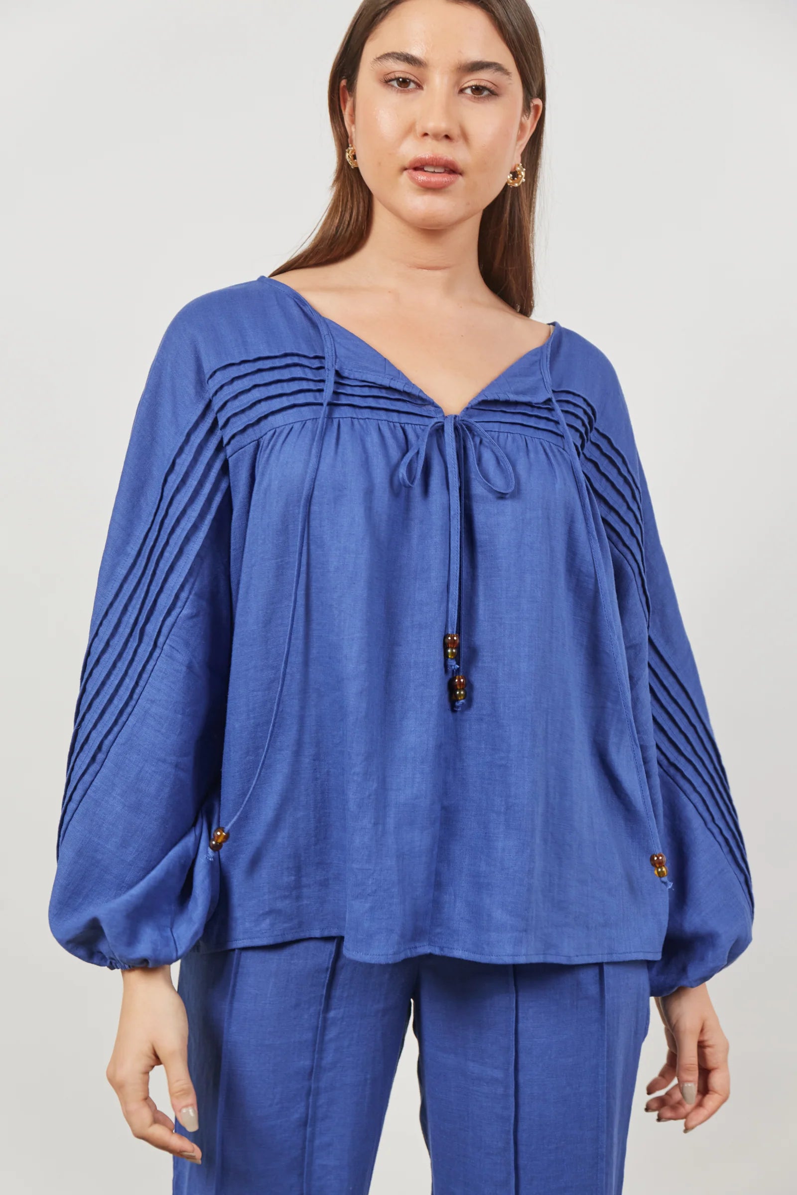 Isle Of Mine Panorama Tuck Blouse Azure