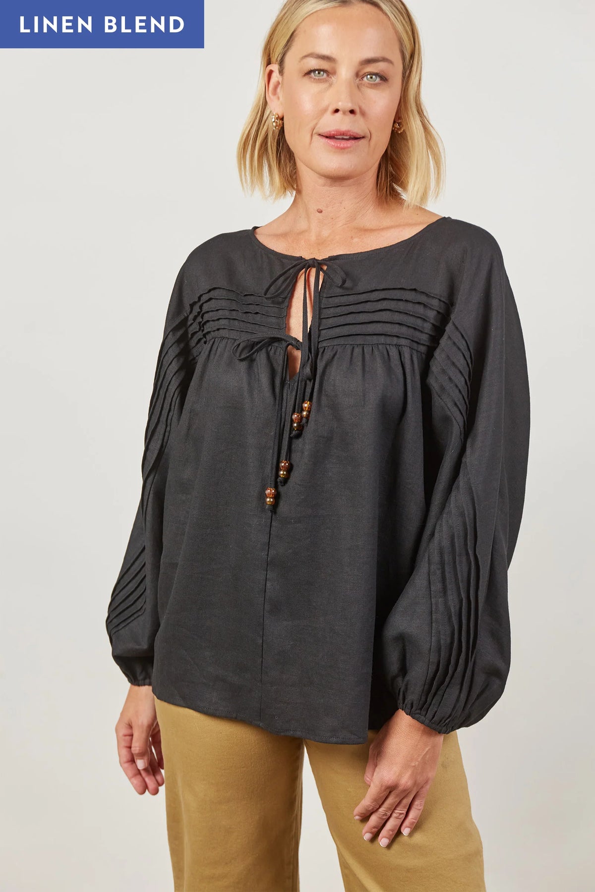 Isle Of Mine Panorama Tuck Blouse Onyx