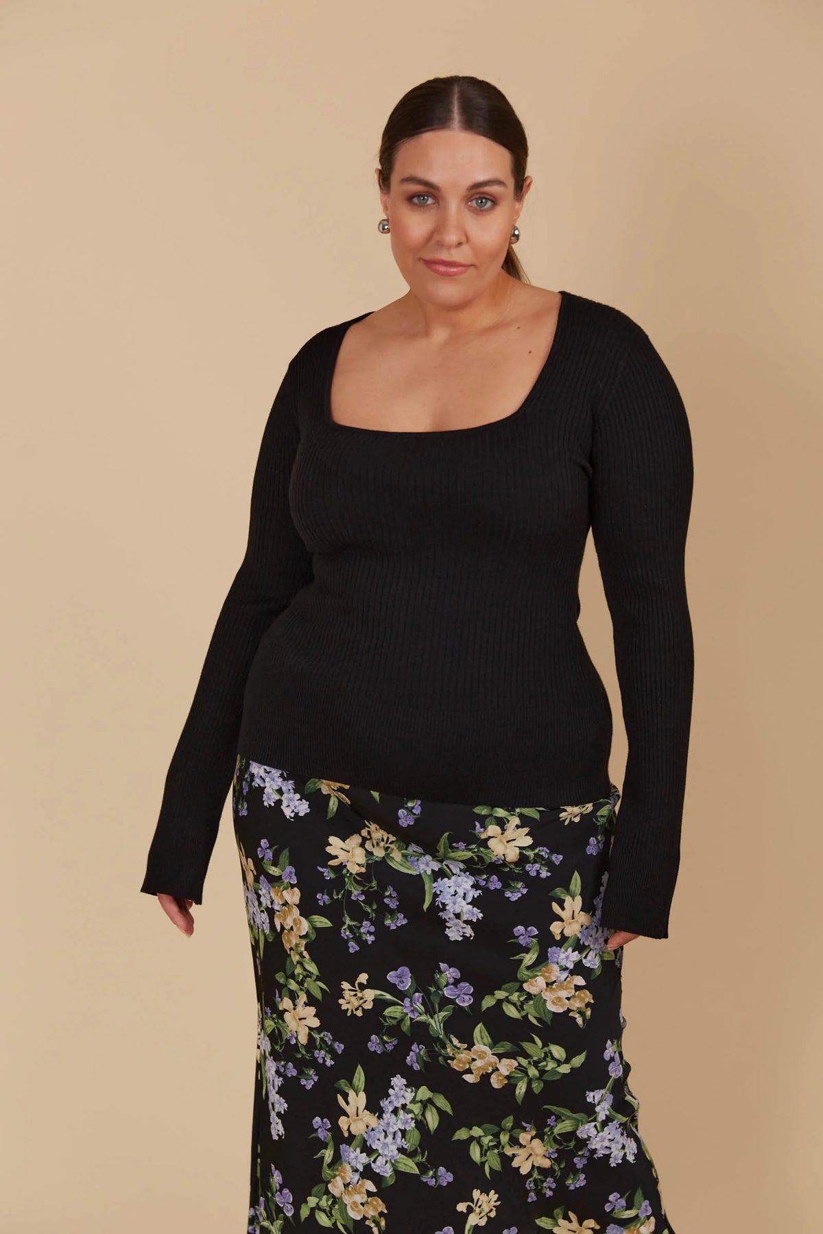 Isle Of Mine Juno Square Neck Top Onyx