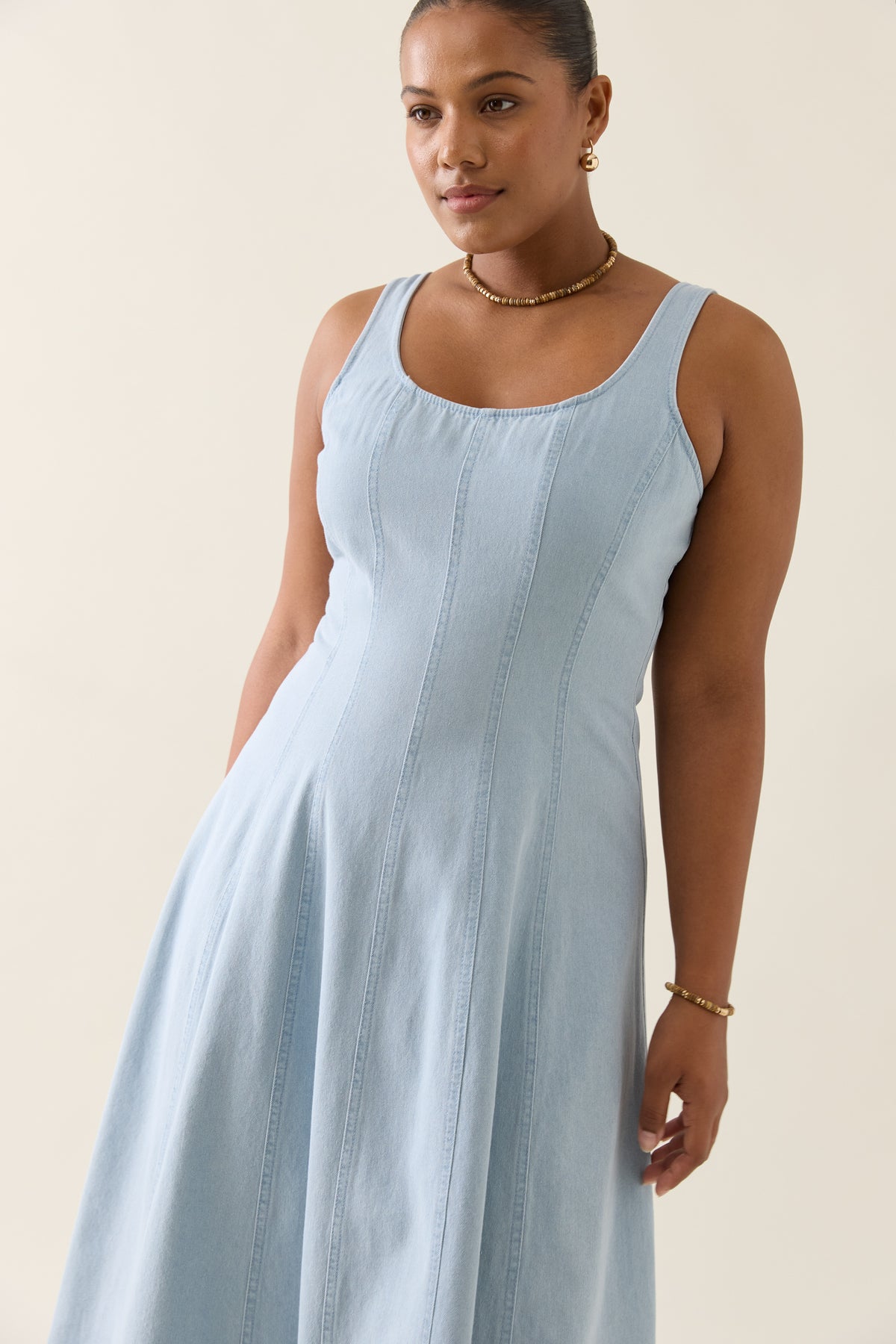 Isle of Mine Sofie Denim Tank Dress Sky