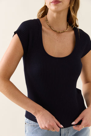 Isle of Mine Adele Knit Tshirt Navy