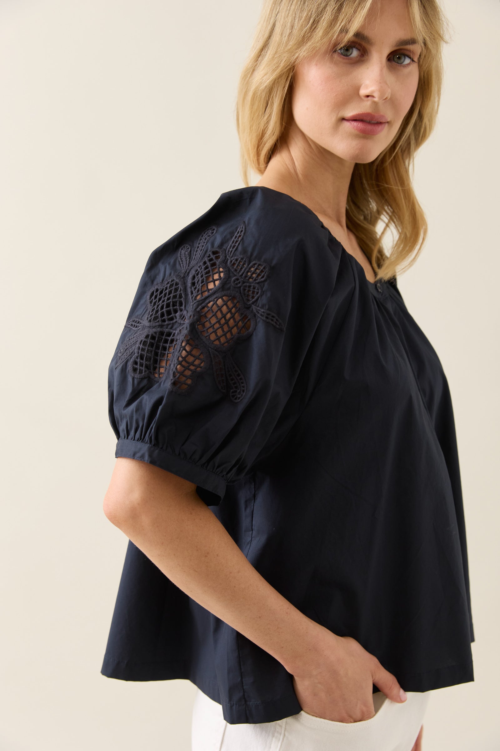 Isle of Mine Nilsa Button Top Navy