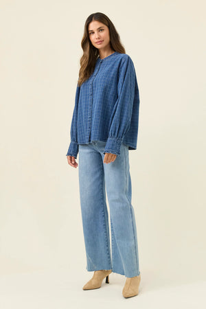 Isle Of Mine Sloane Denim Frill Shirt Check
