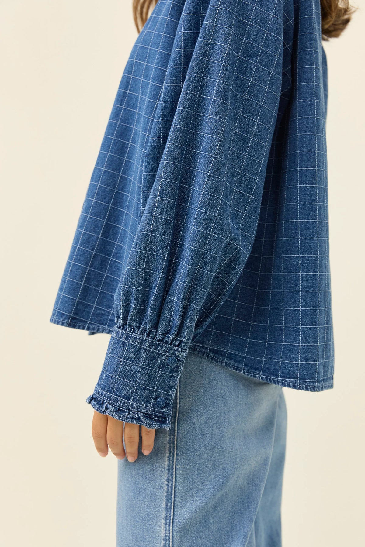 Isle Of Mine Sloane Denim Frill Shirt Check