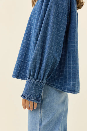 Isle Of Mine Sloane Denim Frill Shirt Check