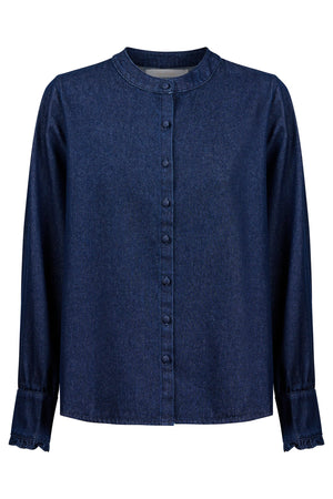 Isle Of Mine Sloane Denim Frill Shirt Indigo