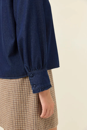 Isle Of Mine Sloane Denim Frill Shirt Indigo