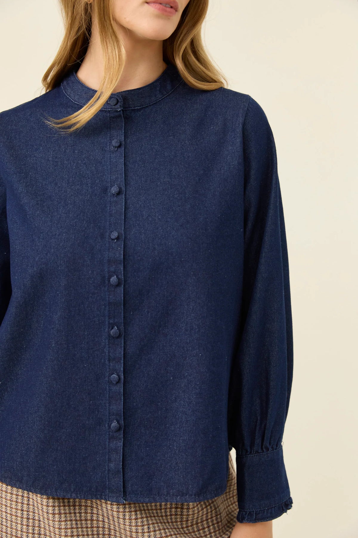 Isle Of Mine Sloane Denim Frill Shirt Indigo