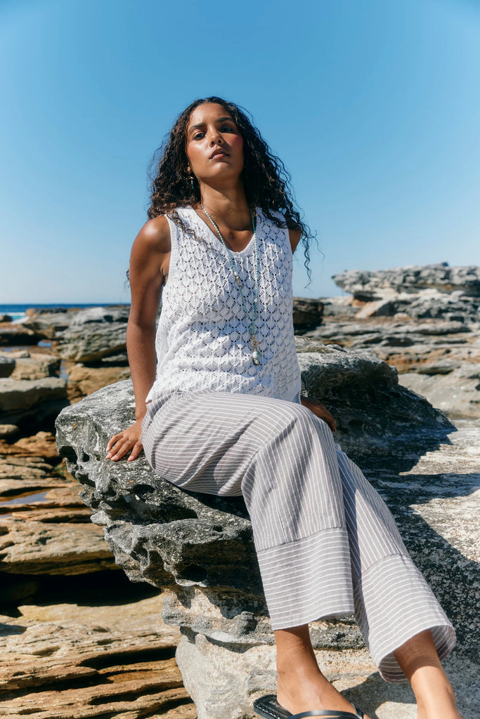 Isle Of Mine Mia Knit Top White - Goddess Noosa