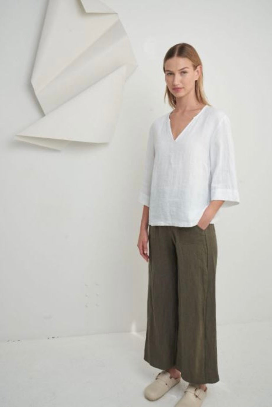 Little Lies Andrea Linen Top White