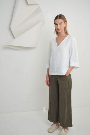 Little Lies Andrea Linen Top White