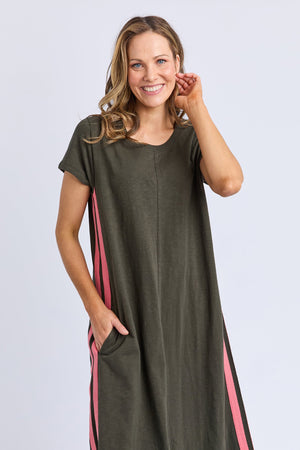 Foxwood Recovery Dress Dark Khaki And Coral