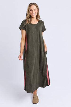 Foxwood Recovery Dress Dark Khaki And Coral