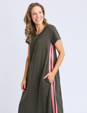Foxwood Recovery Dress Dark Khaki And Coral