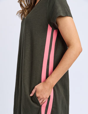 Foxwood Recovery Dress Dark Khaki And Coral