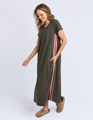 Foxwood Recovery Dress Dark Khaki And Coral