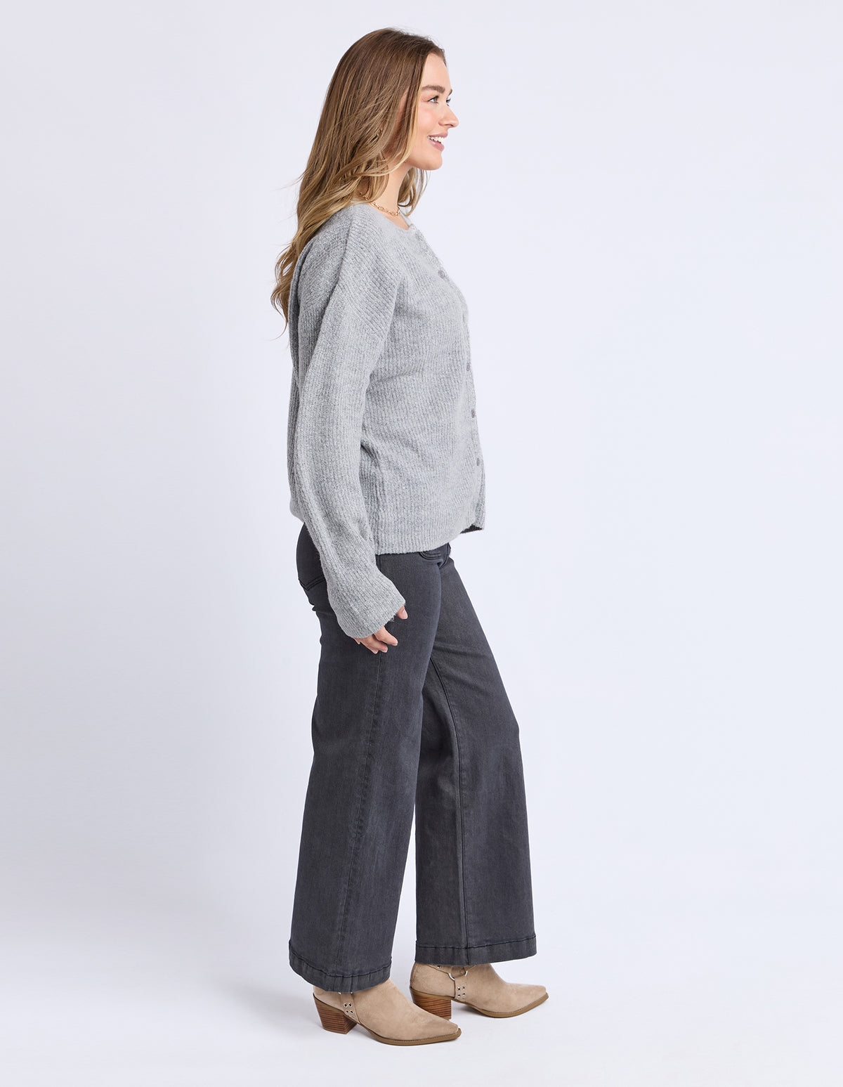 Foxwood Murphy Knit Cardi Grey Marle