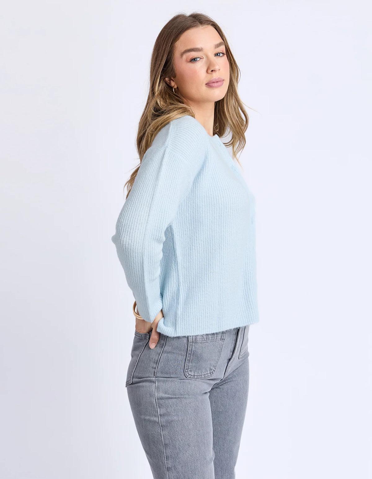 Foxwood Murphy Knit Cardi Ice Blue