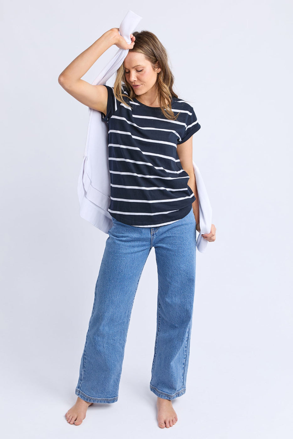 Foxwood Manly Stripe Tee Navy/White