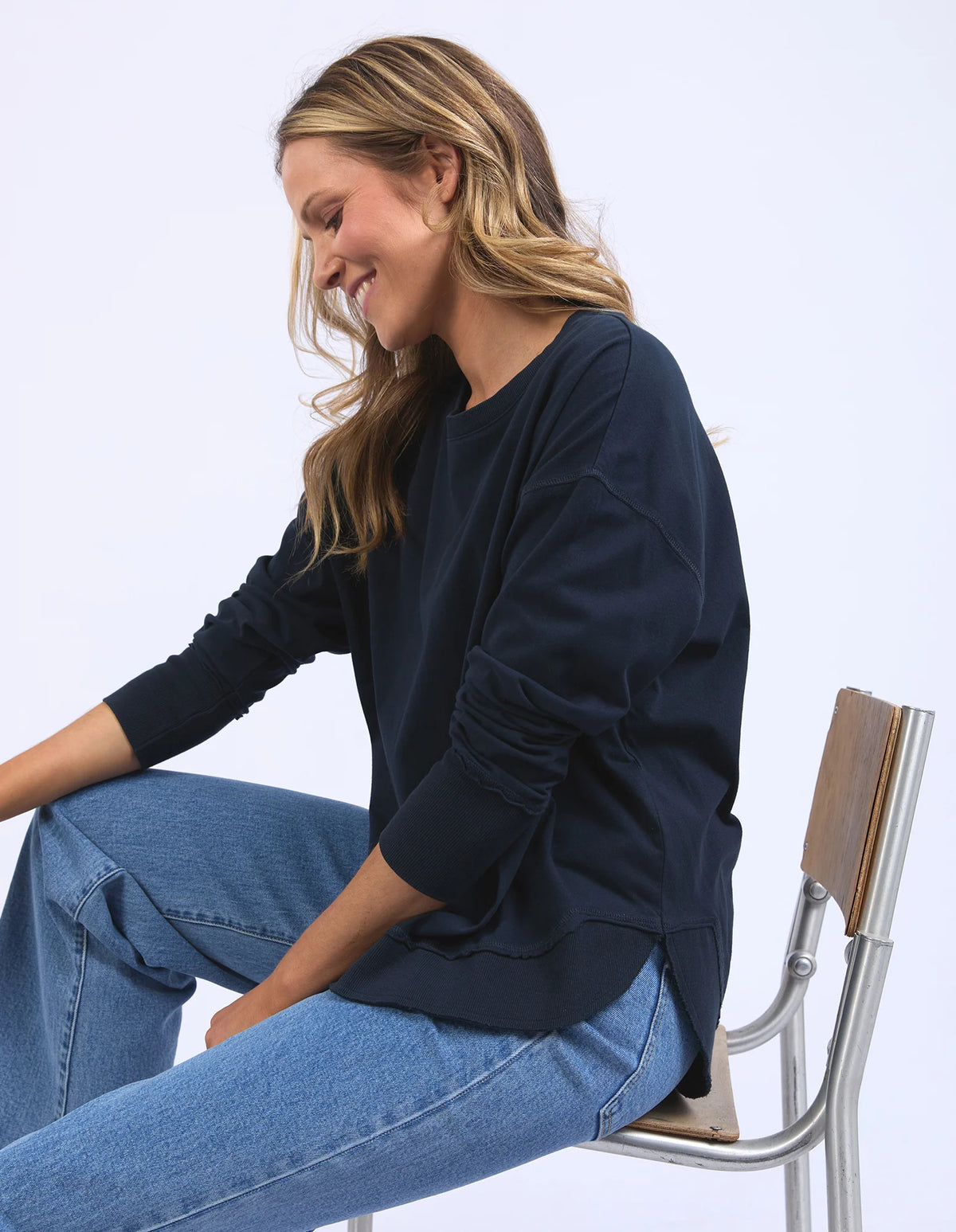 Foxwood Farrah Long Sleeve Top Dark Sapphire
