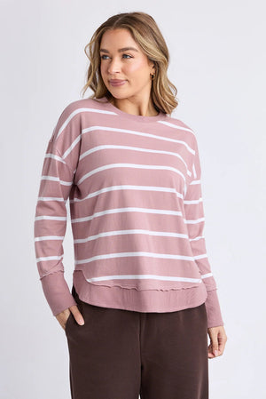 Foxwood Farrah Stripe Long Sleeve Woodrose/White