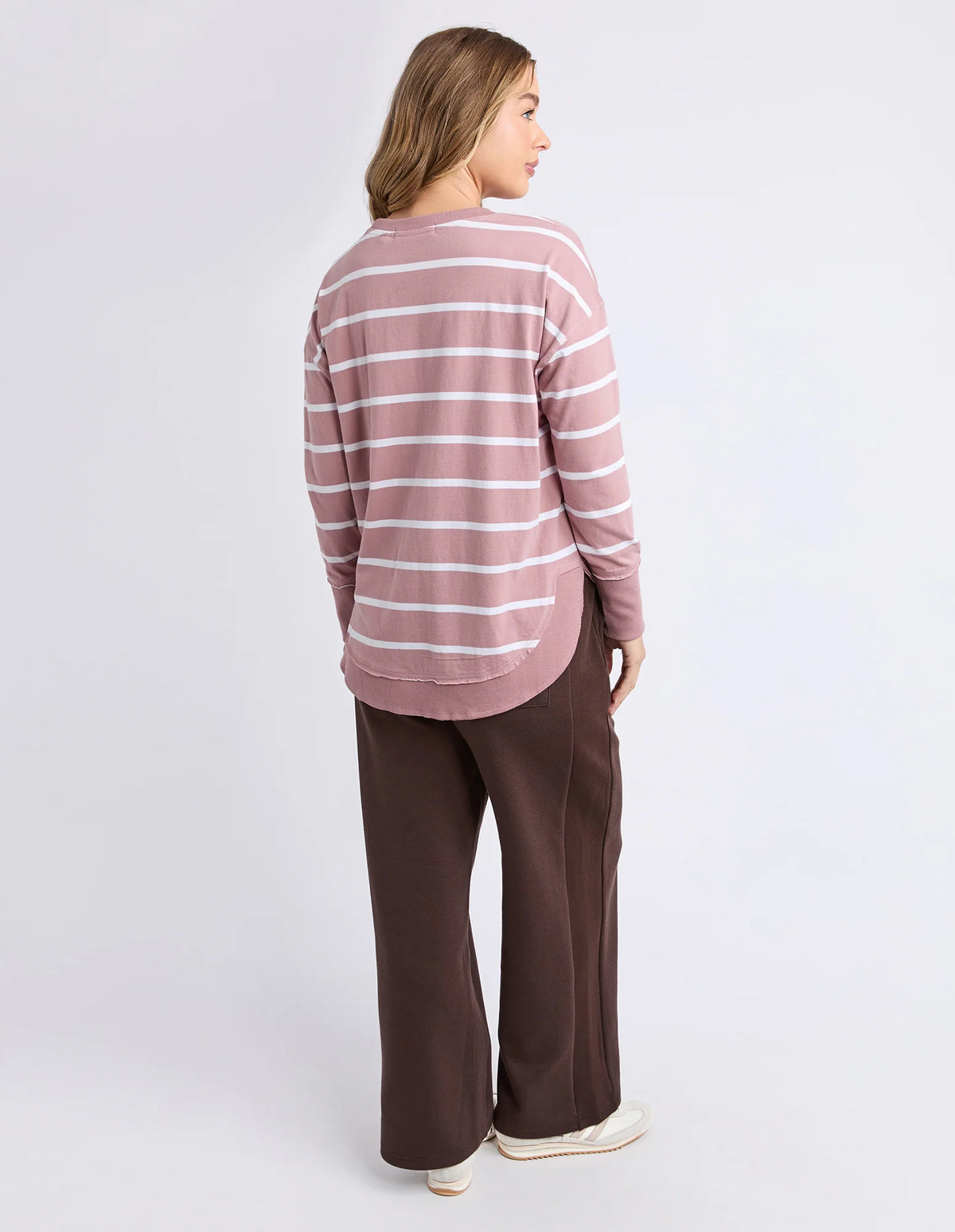 Foxwood Farrah Stripe Long Sleeve Woodrose/White