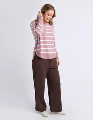 Foxwood Farrah Stripe Long Sleeve Woodrose/White