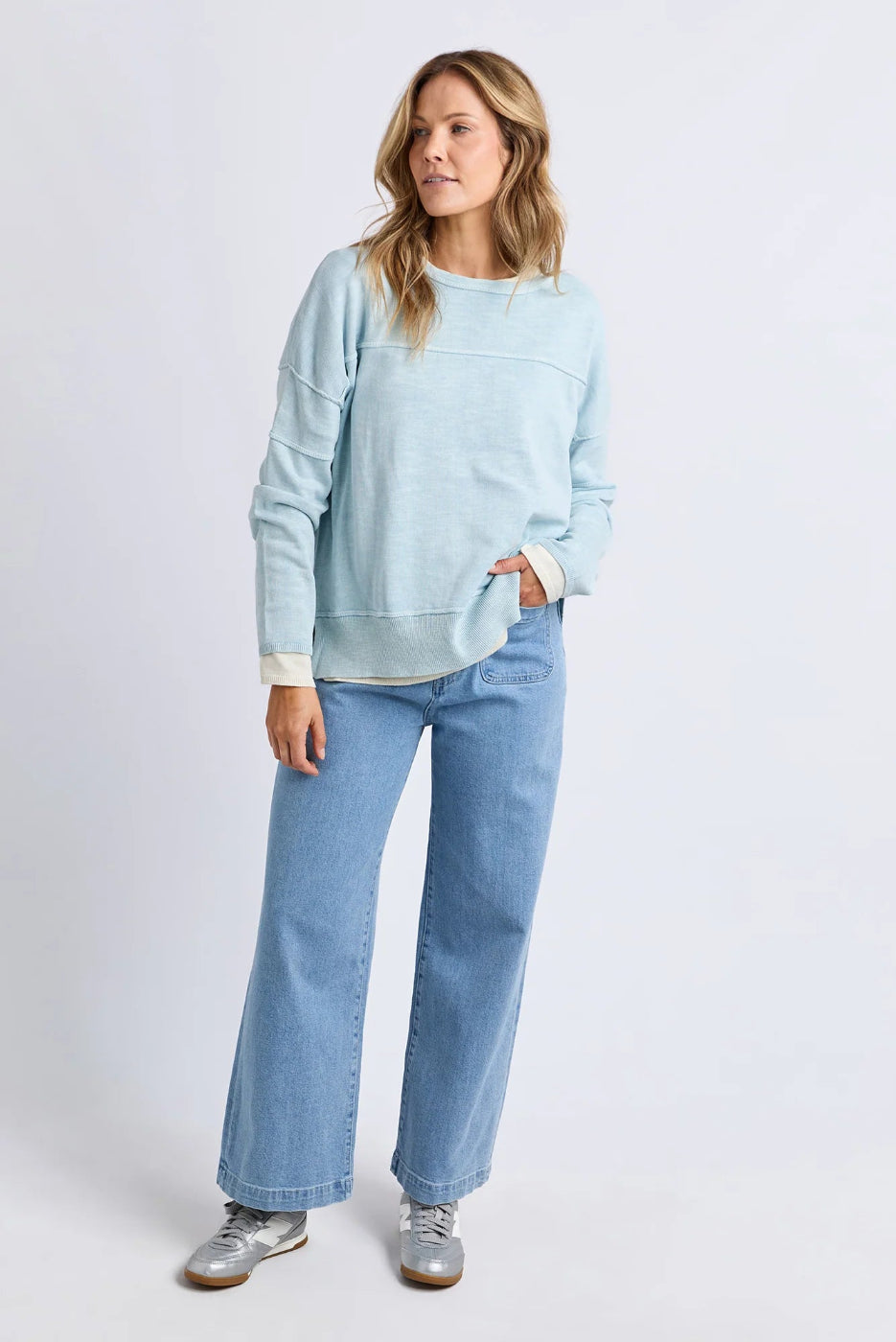 Foxwood Jayne Throw On Knit Ice Blue