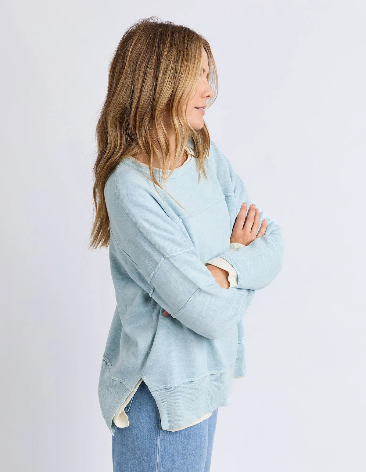 Foxwood Jayne Throw On Knit Ice Blue