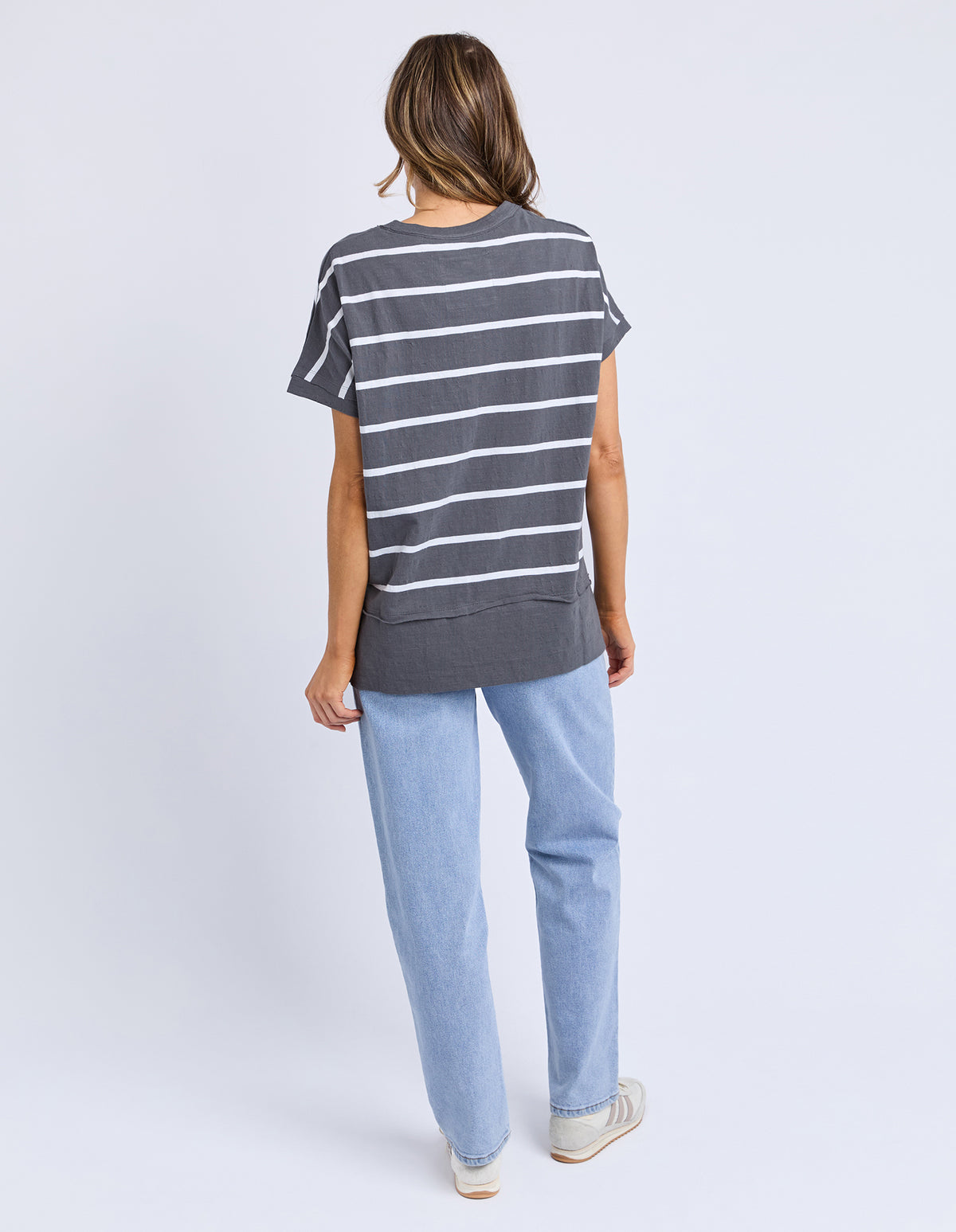 Foxwood Allison Stripe Tee Charcoal/White
