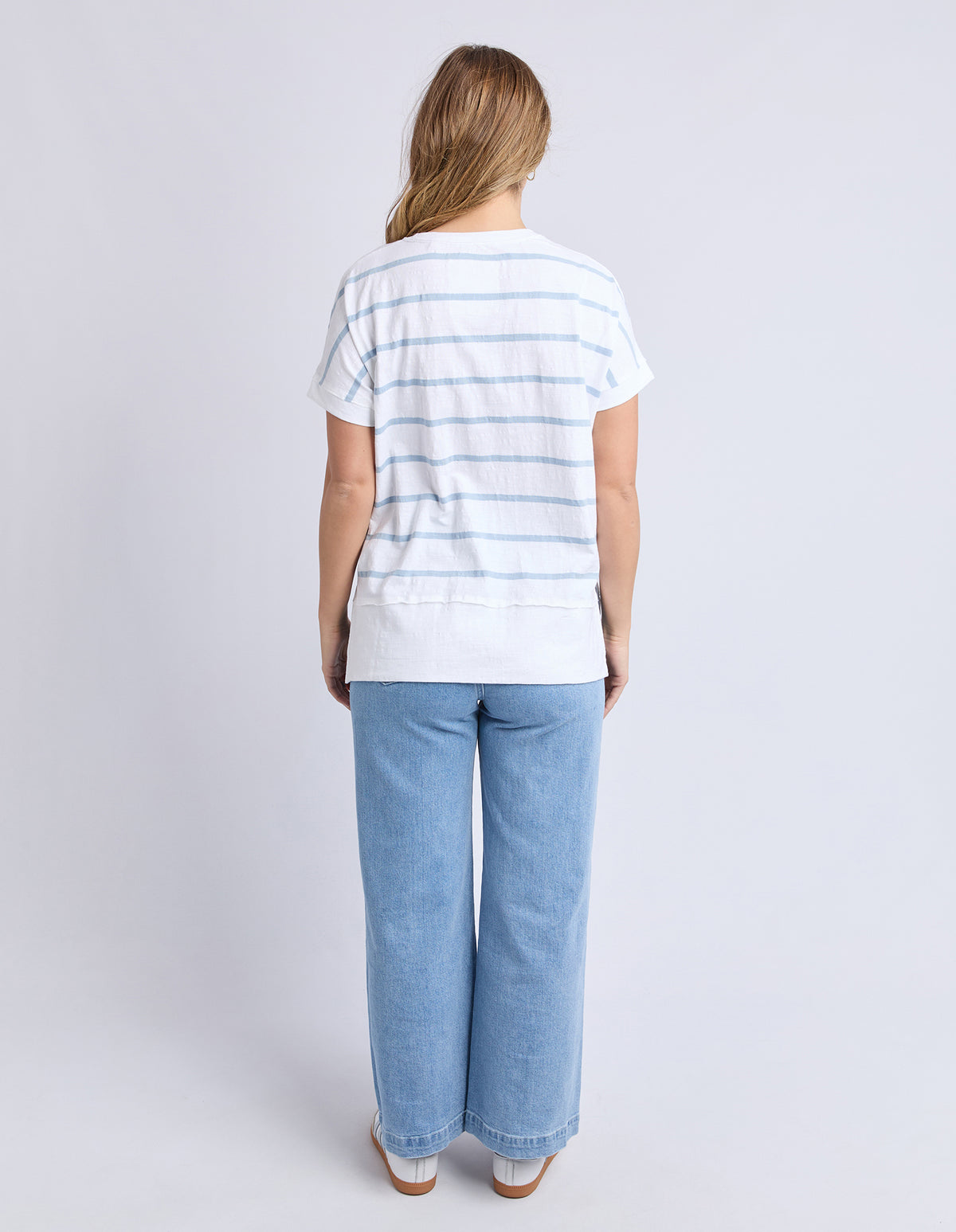 Foxwood Allison Stripe Tee White/Sky