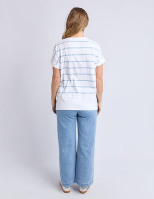 Foxwood Allison Stripe Tee White/Sky