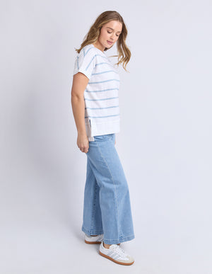 Foxwood Allison Stripe Tee White/Sky