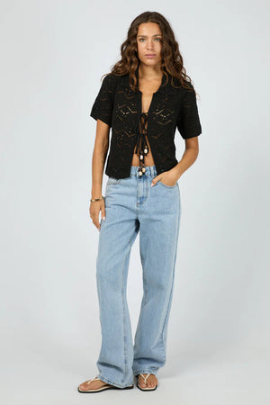 Silent Theory Nina Crochet Top Black